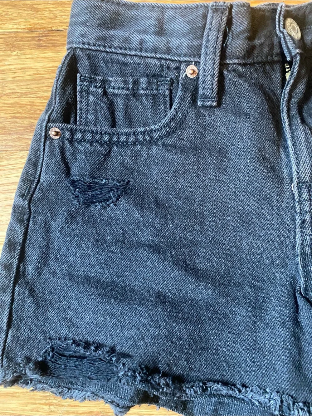 Old Navy Black Distressed Denim Shorts